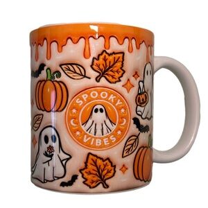Spooky Vibes Halloween Mug – Ghost Pumpkin Fall Coffee Cup Purrfectly Bewitched